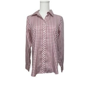 Orvis Women’s Long Sleeve Button Down Shirt Size 10 Pink & White Checkered